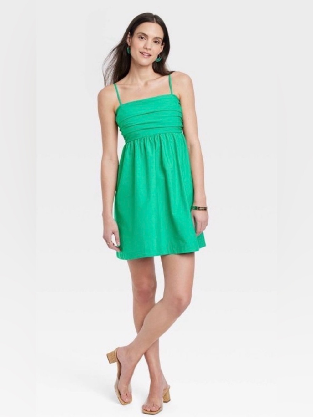 a new day Emerald Green Spaghetti-Strap mini Sundress women size small